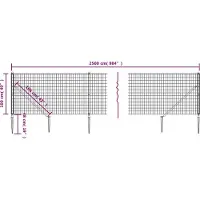 vidaXL Maschendrahtzaun mit Bodenhülsen Anthrazit 1x25 m