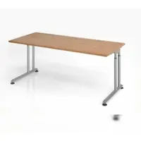 Proregal - Büromöbel mit top Leistungsdaten Schreibtisch Nilo | Nussbaum | Silber Gestell | BxT 180x80cm | Arbeitshöhe 68-82cm | höhenjustierbar, 1cm Raster | C-Fuß-Gestell | Rechteckform