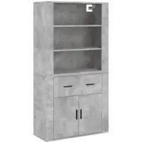 Helloshop26 - Buffet Sideboard Kommode Kleiderschrank Aufbewahrungsmöbel Organizer Küche Wohnzimmer Lounge hoch Holzwerkstoff grau 02_0034728