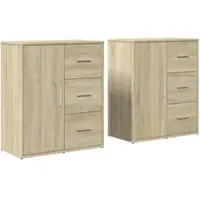Helloshop26 - Buffet Sideboard Kommode Kleiderschrank Aufbewahrungsmöbel Organizer für Küche Wohnzimmer Lounge 2er-Set Sonoma 60 x 02_0036817