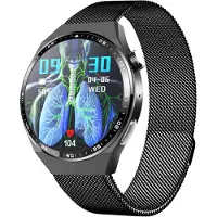 INF Smartwatch mit EKG, Körperzusammensetzungsanalyse, Blutzusammensetzungsanalyse (Harnsäure, Blutfette) Schwarzes Milanaise-Armband