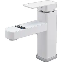 OEM Waschbeckenarmatur, Edelstahlkonstruktion, LED-Digitalanzeige, 10,5 cm x 17,5 cm Abmessungen, Einhanddesign, Temperaturbereich 0-99°C