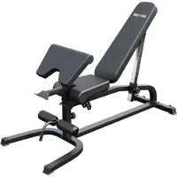 Gorilla Sports Hantelbank - Multifunktion, 13-fach Verstellbar, 151 x 63 x 114 cm, mit Curlpult und Beinhalterung, aus Stahl, Schwarz - Trainingsbank, Flachbank, Schrägbank, Bankdrücken, Fitnessbank