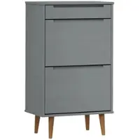 Helloshop26 - Schuhschrank Schuhaufbewahrung Möbel für Eingangsbereich/Flur/Wohnzimmer 59,5 x 35 x 103 cm graues Kiefernholz 02_0021897