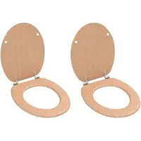 Helloshop26 - Set aus zwei WC-Sitzen mit Deckel MDF Bambus-Design 02_0002963