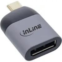 InLine USB Display Konverter, USB-C Stecker zu DisplayPort Buchse 8K60Hz, 7680 x 4320 Pixel, 60 Hz, Grau, Windows 10, MacOS, Android