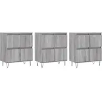 Helloshop26 - Buffet Sideboard Kommode Kleiderschrank Aufbewahrungsmöbel Organizer für Küche Wohnzimmer Lounge 3-teilig Sonoma 02_0037189