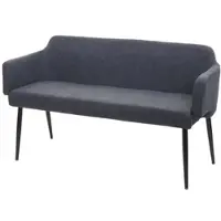 BERLINLODGE Sitzbank | HxBxT 77x133x56cm | Sitzhöhe 48cm | Esszimmerbank Bank Polsterbank Garderobenbank Rückenlehne Armlehne Stoff/Textil 133cm | Anthrazit