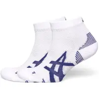 Asics AEG 2er-Pack Cushioned Run Quarter Socken Weiß Blau, Größe XL