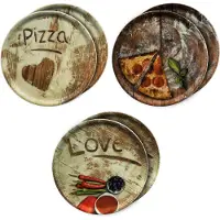 MamboCat 6er Set Pizzateller 33cm Flour 2x Olive + 2x Salami + 2x Lieblingspizza