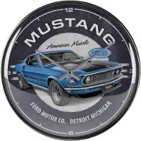 Nostalgic Art Nostalgic-Art - Wanduhr - Ford Mustang - 1969 Mach 1 Blue