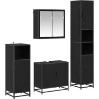 vidaXL Badezimmermöbel-Set 4 pcs Schwarz Eichen-Optik Holzwerkstoff