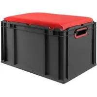 Proregal Eurobox Nextgen Seat Box Rot HxBxT 36,5x40x60cm 65 Liter Griffe Offen Schwarz Eurobehälter Sitzbox Transportbox
