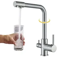 OEM Geborsteld roestvrij staal, 360° drehbar, drinkwasserpumpe mit 2 Handgriffen für Einbau/Doppelwaschbecken Küchenarmatur