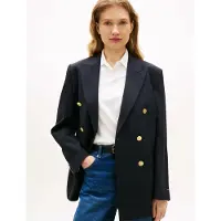 Tommy Hilfiger für Damen. WW0WW50784 Zeitloser, weit geschnittener Marineblazer (42), Lässig, Polyester, Langarm