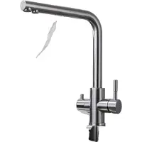 OEM Küchenarmatur, Edelstahl, Doppelgriff, zeitgemäßes Design, ssd001 gebürstet, G1/2