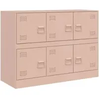 Helloshop26 - Sideboard Kommode Kleiderschrank Aufbewahrungsmöbel Organizer für Küche Wohnzimmer Lounge 99 x 39 x 73 cm Stahl Rosa 02_0036219