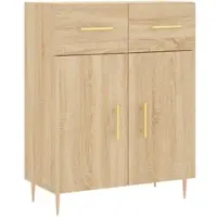 Helloshop26 - Buffet Sideboard Kommode Kleiderschrank Aufbewahrungsmöbel Organizer Küche Wohnzimmer Sonoma-Eiche 69,5 x 34 x 90 cm 02_0031667