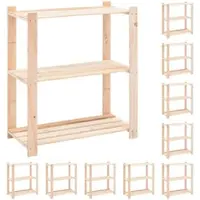 Helloshop26 - 3-stöckiges Aufbewahrungsregal 10-teilig 80 x 38 x 90 cm Kiefer 150 kg Beige