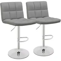 Helloshop26 - Set aus 2 drehbaren Barhockern 42,5 x 43 x 96,5–116,5 cm ergonomischer Komfort elegantes Design in grauem Kunstleder