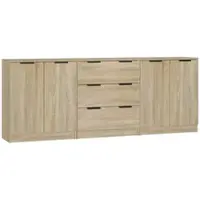 Helloshop26 - Buffet Sideboard Kommode Kleiderschrank Aufbewahrungsm√∂bel Organizer für Küche Wohnzimmer Lounge 3-teilig Sonoma 02_0037108