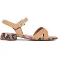 Tamaris Sandalette , Damen, Gr. 37, Synthetik, beige (hellbraun), Leder, unifarben, Schuhe Sandalette, Blockabsatz, Sommerschuh, Riemchensandale mit Kreuzbandage