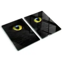 Tulup Herdabdeckplatte SET aus 2 Stück 40x52 cm Schneidebrett aus Glas Schutzplatte Küchenutensilien Katzenaugen