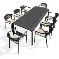 DCB Groupe 8-sitzige Garten-Essgruppe aus anthrazitfarbenem Aluminium