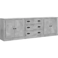 Helloshop26 - Buffet Sideboard Kommode Kleiderschrank Aufbewahrungsmöbel Organizer für Küche Wohnzimmer Lounge 3-teilig 02_0037122