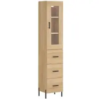 Helloshop26 - Buffet Sideboard Kommode Kleiderschrank Aufbewahrungsmöbel Organizer Küche Wohnzimmer Lounge hohe Sonoma-Eiche 34,5 x 02_0033966