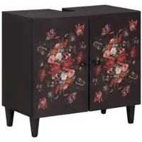 Helloshop26 - Moderner Unterschrank mit floralem Design 62 x 33 x 58 cm mit praktischem Stauraum aus massivem Mangoholz 02_0057861