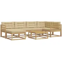 vidaXL Outdoor-Sofagarnitur 7 stk. Weiß und Beige