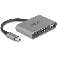 DeLOCK 61071, 0,1 m, USB Typ-C, USB Type-C + USB Type-A + HDMI, Männlich, Weiblich, Gerade