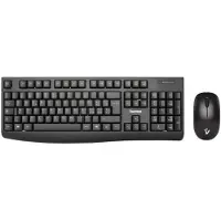 Vultech KM-821W, Kabellos, RF Wireless, Membran Key Switch, QWERTY, Schwarz, Maus enthalten