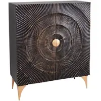Riess Highboard GOLDEN SUNSET 120cm schwarz gold Mangoholz mit 3D Schnitzereien