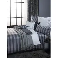 Curt Bauer Mako-Brokat-Damast Bettwäsche Streifen Como 140x200 cm + 70x90 cm Stahlgrau