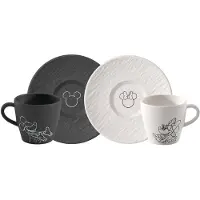 Villeroy & Boch Kaffeebecher mit Untertasse Manufacture Rock Mickey Mouse Multi 160ml (4er Set)
