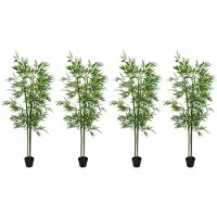 vidaXL Kunstbambusbaum 4 pcs Grün 60 x 18 x 190 cm Stoff und Bambus