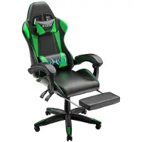Zaisze Gaming Stuhl Schreibtischstuhl, Ergonomischer Bürostuhl mit Massagefunktion und Fußstütze, Bürostühle, PC Stuhl für Arbeit Entspannung, Grün