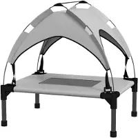 Welikera Hundebett mit Dach, Outdoor, tragbar, wasserabweisend, bis 30 kg, 61 x 46 x 63 cm, Hellgrau