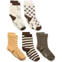 Minymo Socken - 5er-Pack - Cocoa Brown m. Muster - - 35/38 - Socken