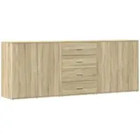 Helloshop26 - Buffet Sideboard Kommode Kleiderschrank Aufbewahrungsmöbel Organizer für Küche Wohnzimmer Lounge 3-teilig Sonoma 02_0037115
