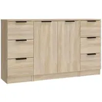 Helloshop26 - Buffet Sideboard Kommode Kleiderschrank Aufbewahrungsmöbel Organizer für Küche Wohnzimmer Lounge 3-teilig Sonoma 02_0037107