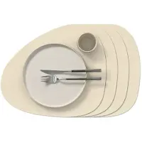 Lind DNA Tischset Glass Mat Curve L Corduroy Nupo Vanilla (4er Set)-37 x 44 cm