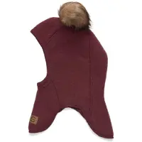 Mikk-Line Schlupfmütze Merinowolle mit Bommel, Rum Raisin, 62-68