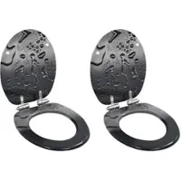 Helloshop26 - Set aus zwei WC-Sitzen WC-Becken-Sitz Badezimmer Zuhause Innenbereich MDF Deckel mit Absenkautomatik Tropfkante 02_0002969