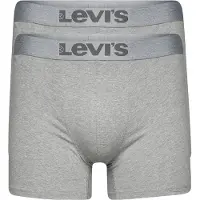 Levi's Boxershorts "LEVIS MEN MEL WB BOXER BRIEF ORG CO 2P", Herren, Gr. S, grau (mid grau melange), Obermaterial: 95% Baumwolle, 5% Elasthan, körpernah, Unterhosen Boxershorts, mit breitem Logobund