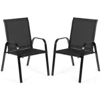 Helloshop26 Gartenstühle - - Set 2 - Atmungsaktiver, strapazierfähiger Stoff - Korrosionsbeständiger Metallrahmen - 56x72x90 cm