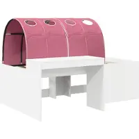 Syfax Hochbett mit Schreibtisch für Kinder Weiß und Rosa