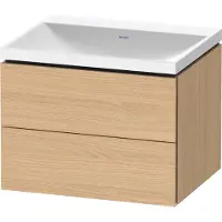 Duravit L-Cube c-shaped Set wandhängend, 2 Schubkästen, ohne Überlauf, ohne Hahnloch, 600x480x480mm, LC6950N30300000, Farbe: Eiche Natur Dekor